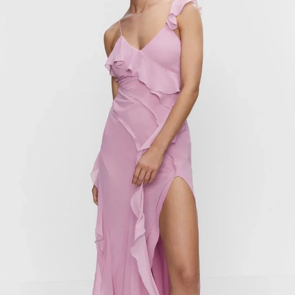 Mango ruffle pink dress - Picture 1 of 9